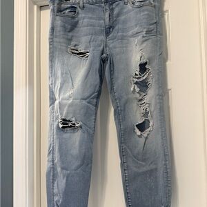 Distressed Light Blue AE jeggings